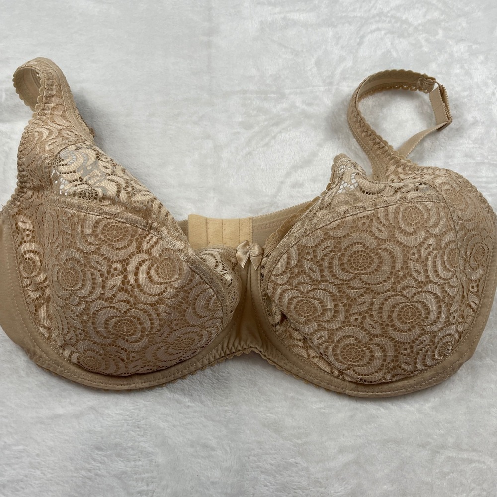 Rosme Lingerie 564717 Beige Floral Lace Full Coverage Underwire Bra 40DDD/F